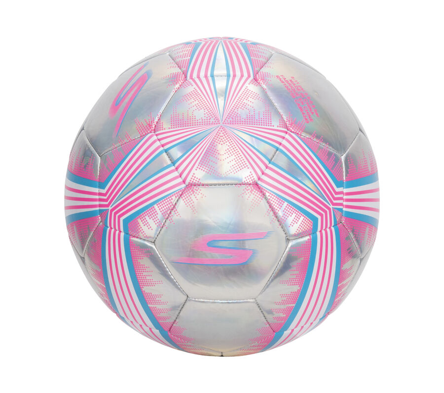 Hex Multi Mini Stripe Size 5 Soccer Ball, EZÜST / VILÁGOS RÓZSASZÍN, largeimage number 0