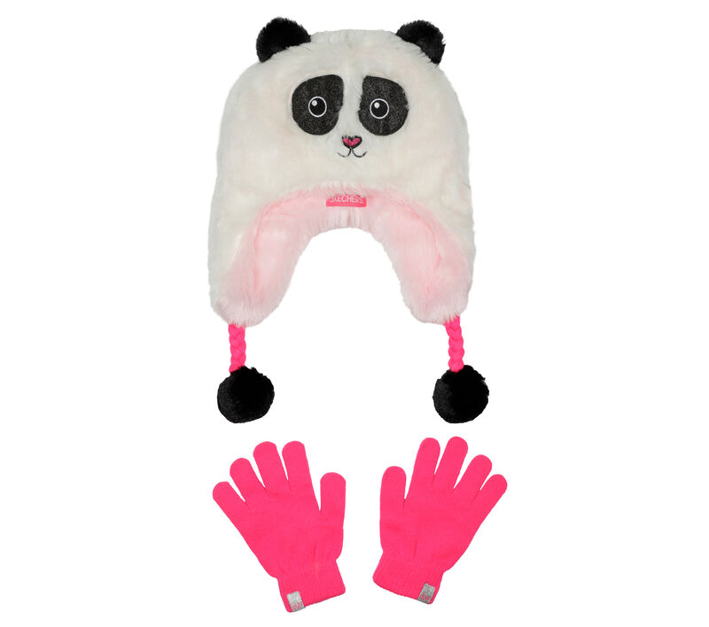 Panda Faux Fur Hat and Gloves Set, PISZKOSFEHÉR, largeimage number 0