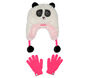 Panda Faux Fur Hat and Gloves Set, PISZKOSFEHÉR, large image number 0