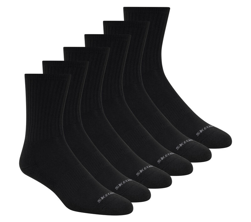 6 Pack Unisex Half Terry Crew Socks, FEKETE, largeimage number 0