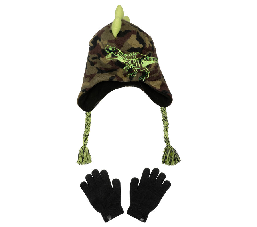 Camouflage T-rex Hat and Glove Set, TEREPSZÍN, largeimage number 0