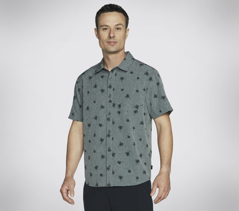 The GO WALK Air Printed Short Sleeve Shirt, SZÜRKÉSBARNA / NATÚR, largeimage number 0