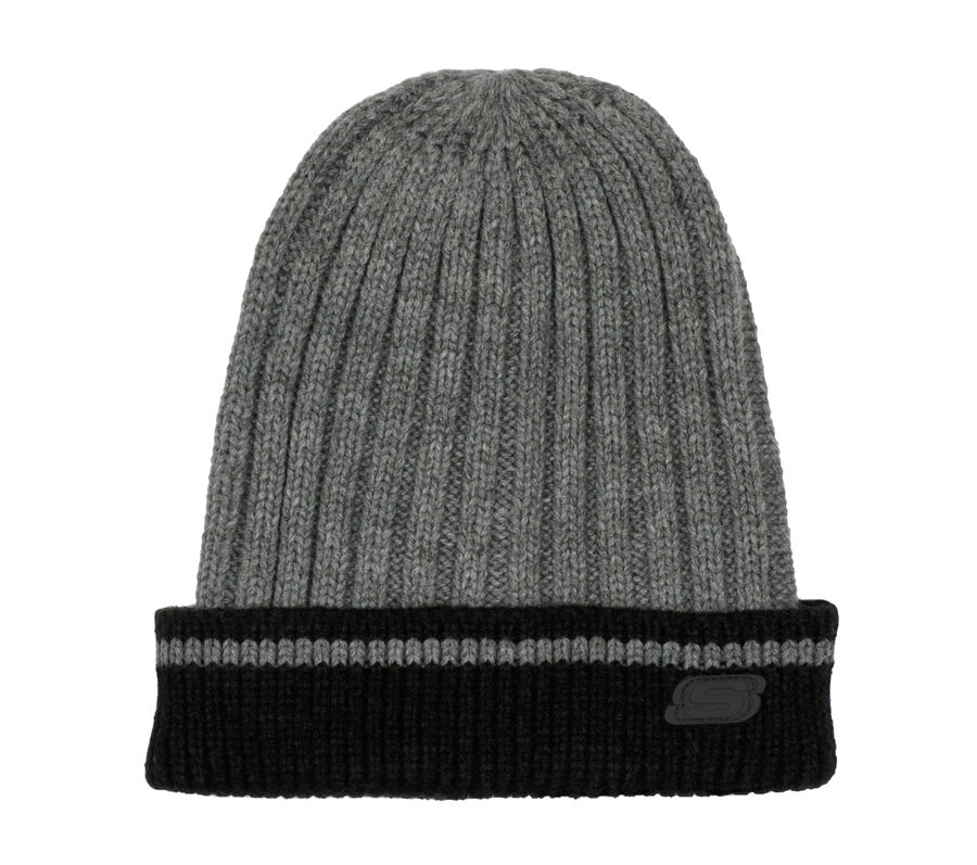 Rib Knit Beanie Hat, SZÜRKE, largeimage number 0