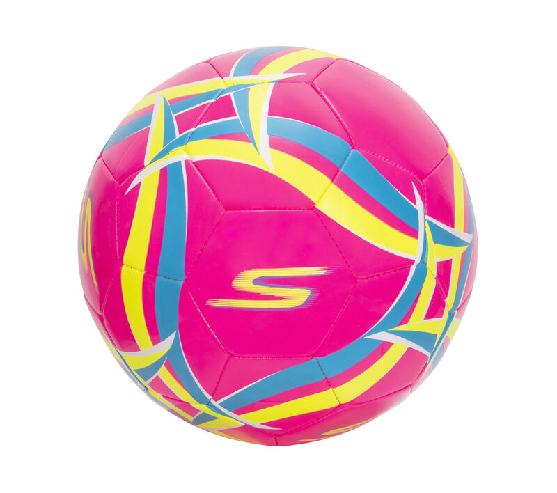 Hex Multi Wide Stripe Size 5 Soccer Ball, RÓZSASZÍN / KÉK, largeimage number 0